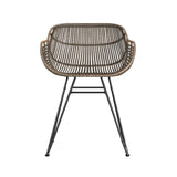 Ryanne Metal and Rattan Brown Dining Arm Chair Dining Chairs LOOMLAN By Bassett Mirror