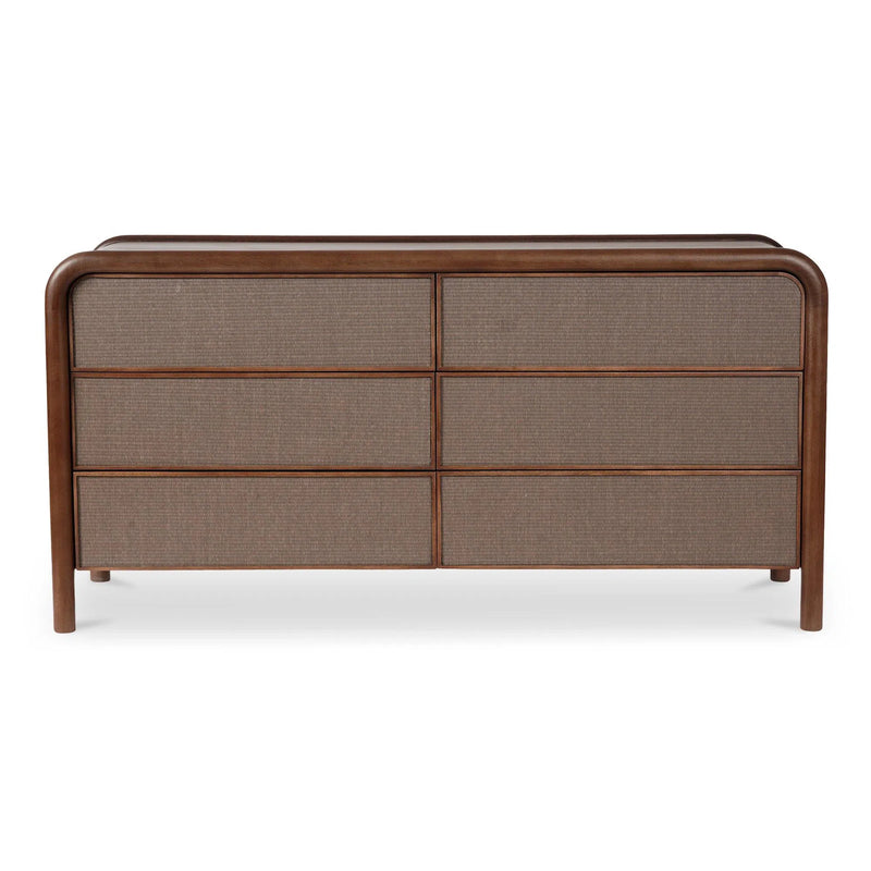 Rye Wood Warm Brown 6 Drawer Dresser Dressers LOOMLAN By Moe's Home