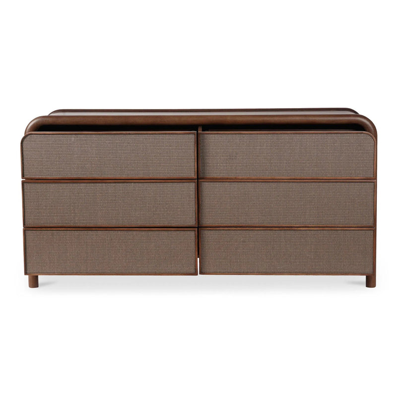 Rye Wood Warm Brown 6 Drawer Dresser Dressers LOOMLAN By Moe's Home