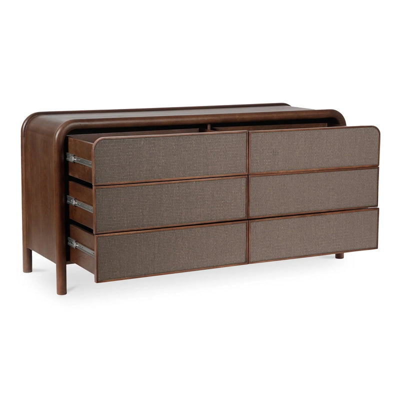 Rye Wood Warm Brown 6 Drawer Dresser Dressers LOOMLAN By Moe's Home