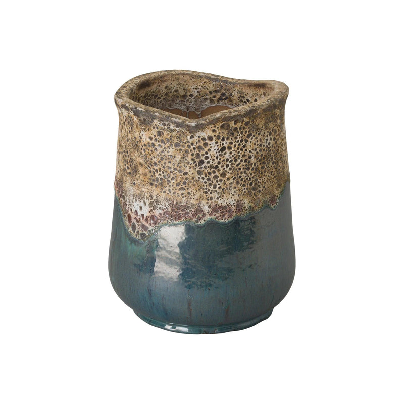 Sack Reef Teal Ceramic Planter Outdoor Planters LOOMLAN By Emissary