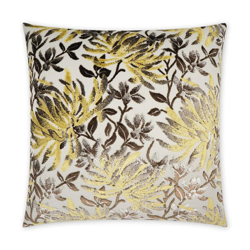 Sadah Espresso Floral Yellow Brown Large Throw Pillow With Insert Throw Pillows LOOMLAN By D.V. Kap