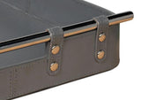 Safari Leather and Steel Grey Tray Trays LOOMLAN By Sarreid