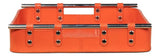 Safari Leather and Steel Orange Tray Trays LOOMLAN By Sarreid