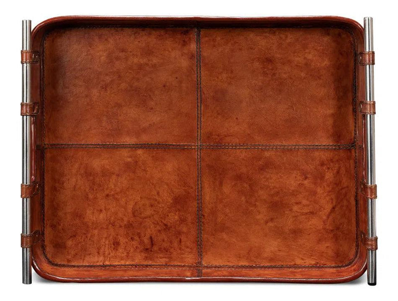 Safari Leather Tray Home Accessories Trays LOOMLAN By Sarreid