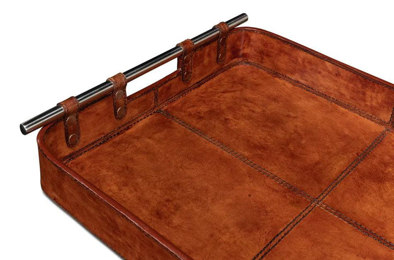 Safari Leather Tray Home Accessories Trays LOOMLAN By Sarreid