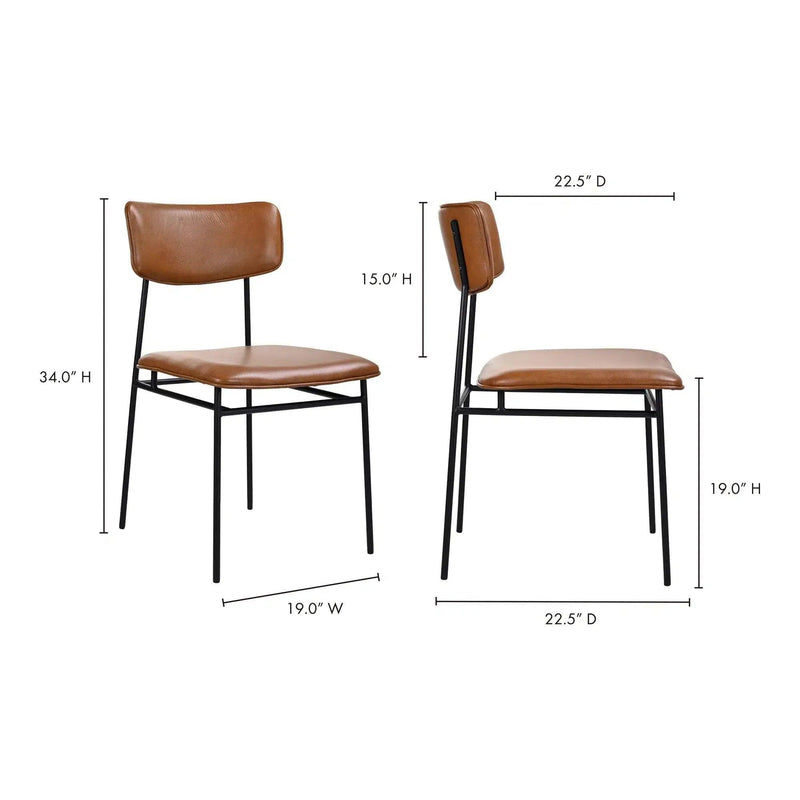 Sailor Leather Upholstered Armless Dining Chair