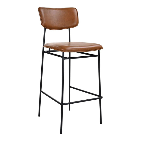 Sailor Brown Top Grain Tan Leather Barstool Bar Stools LOOMLAN By Moe's Home