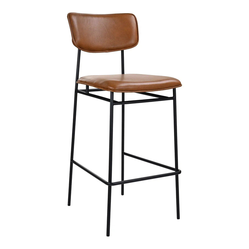 Sailor Brown Top Grain Tan Leather Barstool Bar Stools LOOMLAN By Moe's Home