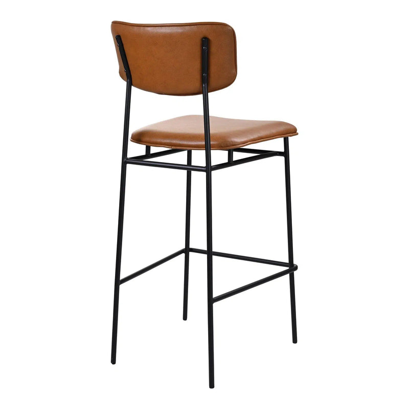 Sailor Brown Top Grain Tan Leather Barstool Bar Stools LOOMLAN By Moe's Home