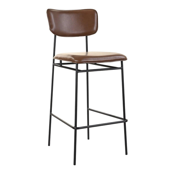 Sailor Dark Brown Leather Bar Stool Bar Stools LOOMLAN By Moe's Home