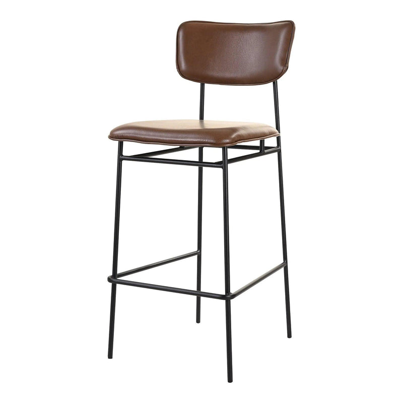 Sailor Dark Brown Leather Bar Stool Bar Stools LOOMLAN By Moe's Home