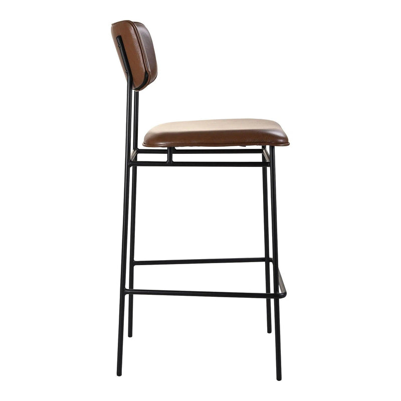 Sailor Dark Brown Leather Bar Stool Bar Stools LOOMLAN By Moe's Home