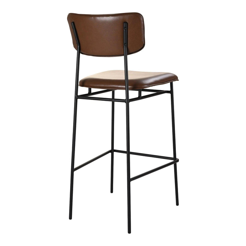 Sailor Dark Brown Leather Bar Stool Bar Stools LOOMLAN By Moe's Home