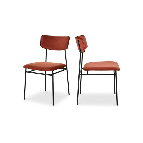 Sailor Polyester and Iron Dark Orange Armless Dining Chair-Set Of Two Dining Chairs LOOMLAN By Moe's Home