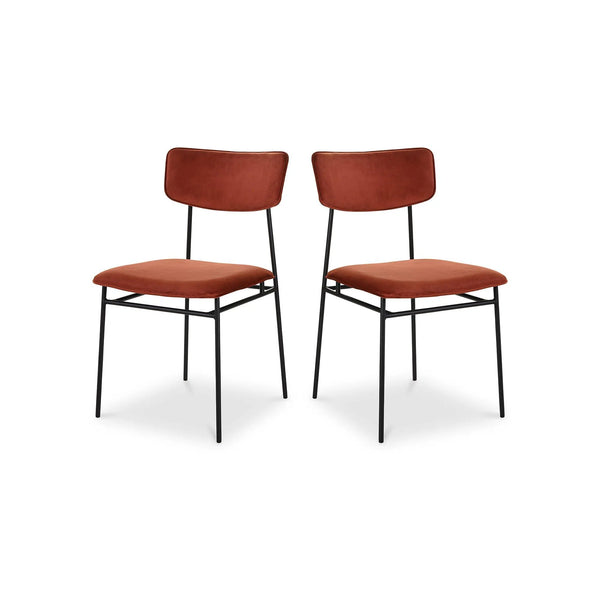 Sailor Polyester and Iron Dark Orange Armless Dining Chair-Set Of Two Dining Chairs LOOMLAN By Moe's Home