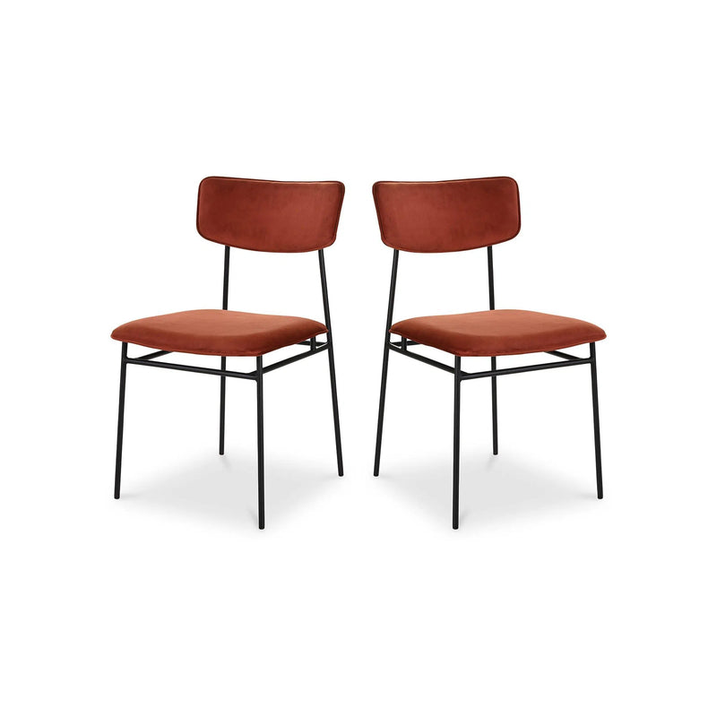 Sailor Polyester and Iron Dark Orange Armless Dining Chair-Set Of Two Dining Chairs LOOMLAN By Moe's Home