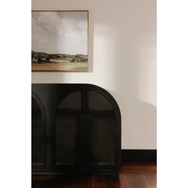 Salone Wood and Glass Black Sideboard Sideboards LOOMLAN By Moe's Home