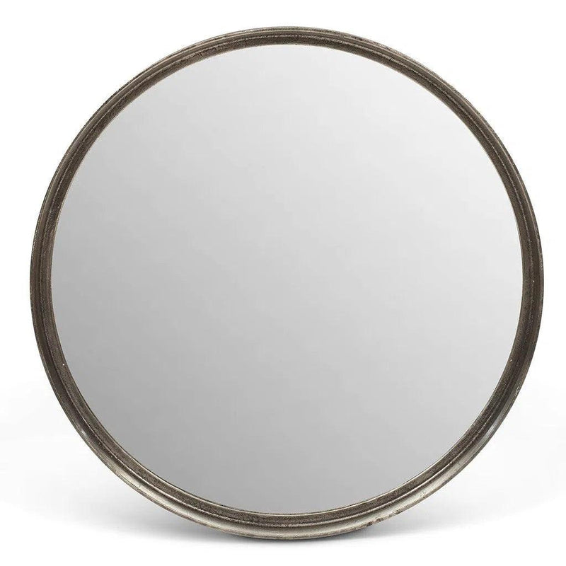 Samar Reclaimed Aluminum Round Mirror Wall Mirrors LOOMLAN By Urbia