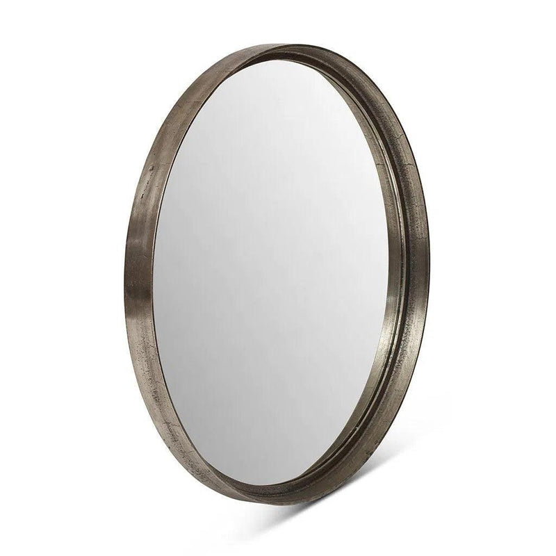 Samar Reclaimed Aluminum Round Mirror Wall Mirrors LOOMLAN By Urbia