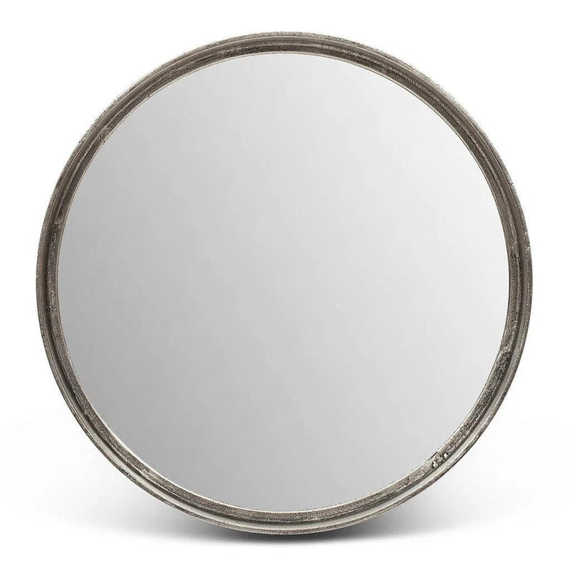 Samar Reclaimed Aluminum Round Mirror Wall Mirrors LOOMLAN By Urbia