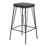 Samuel Counter Stool (Set of 2) Vintage Black Counter Stools LOOMLAN By Zuo Modern