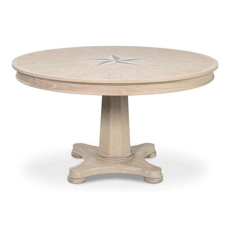 Samuel Oak Wood Beige Round Dining Table Dining Tables LOOMLAN By Sarreid