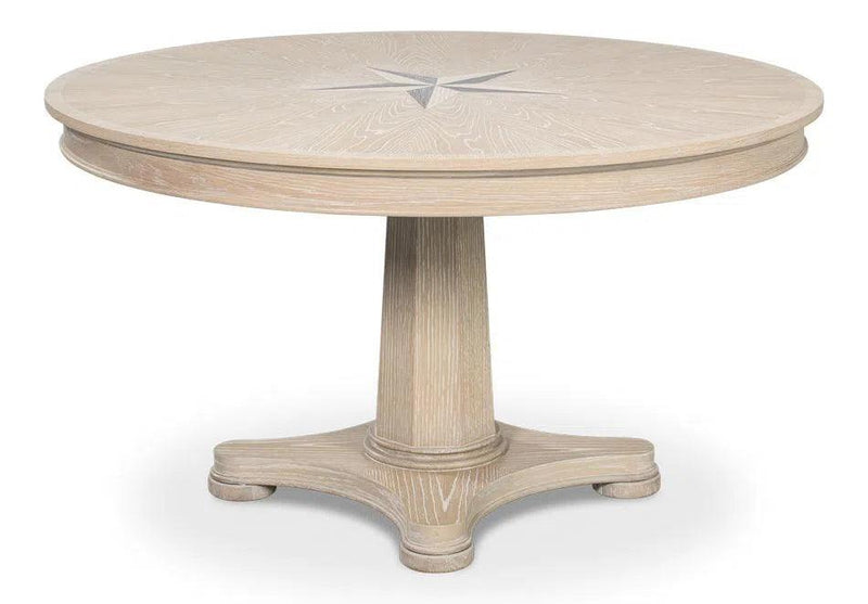 Samuel Oak Wood Beige Round Dining Table Dining Tables LOOMLAN By Sarreid