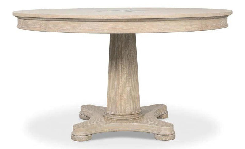 Samuel Oak Wood Beige Round Dining Table Dining Tables LOOMLAN By Sarreid