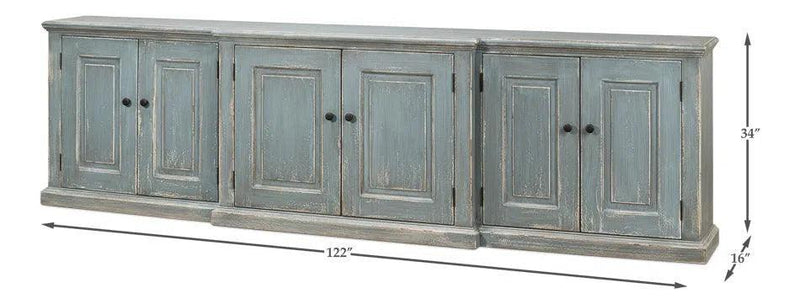 San Marco Bungalow Cabinet for Living Room Blue Grey Finish Sideboards LOOMLAN By Sarreid