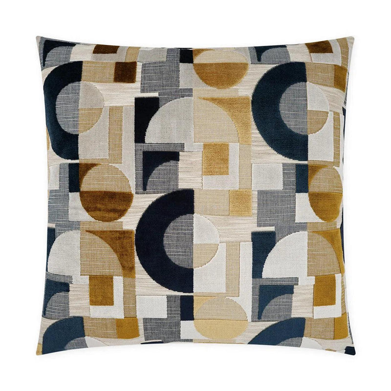 Sandusky Geometric Navy Gold Large Throw Pillow With Insert Throw Pillows LOOMLAN By D.V. Kap