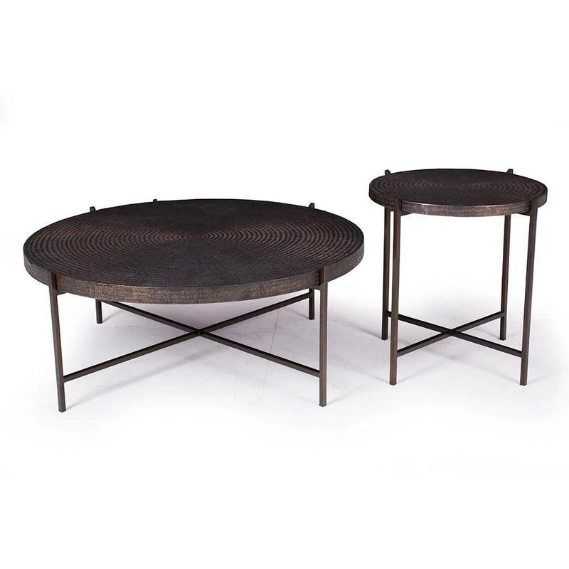 Sanskrit Bronze Plated Steel Round Coffee Table Coffee Tables LOOMLAN By Urbia