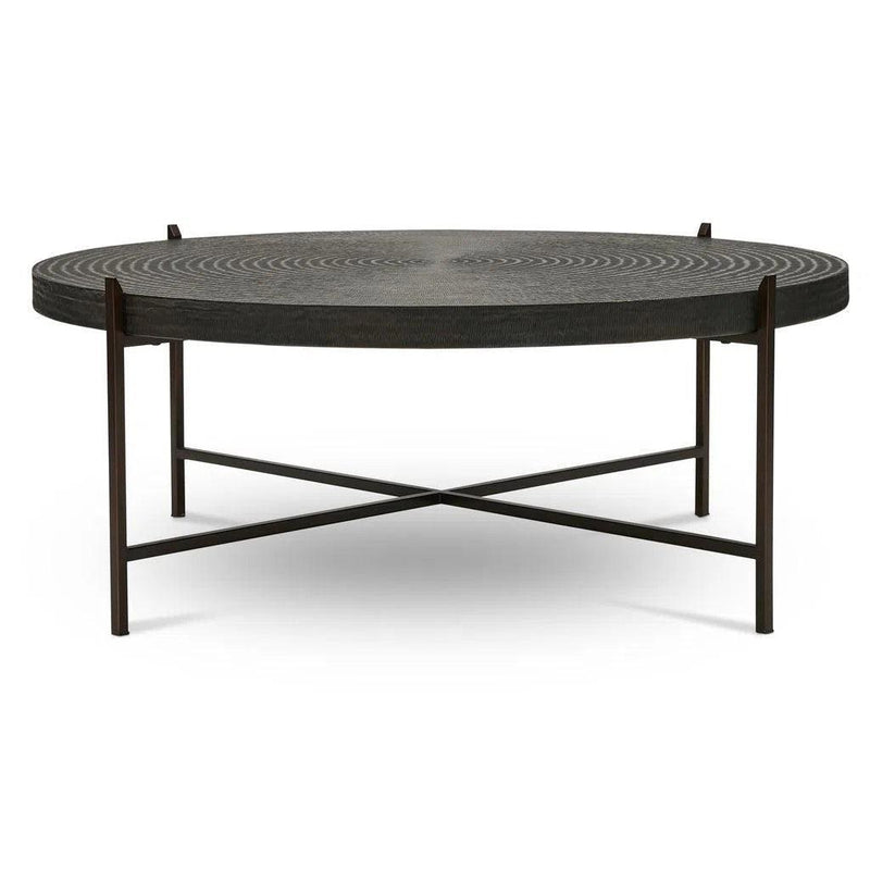 Sanskrit Bronze Plated Steel Round Coffee Table Coffee Tables LOOMLAN By Urbia