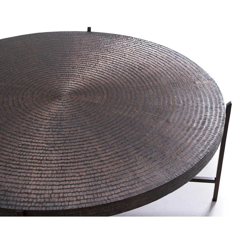 Sanskrit Bronze Plated Steel Round Coffee Table Coffee Tables LOOMLAN By Urbia