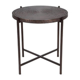 Sanskrit Bronze Plated Steel Round End Table