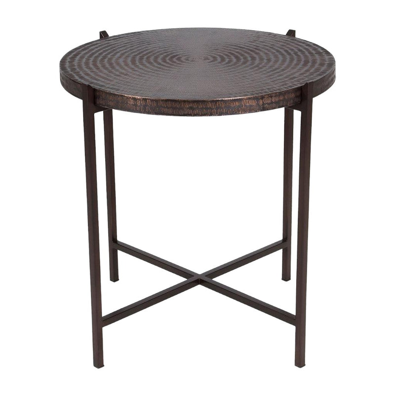 Sanskrit Bronze Plated Steel Round End Table