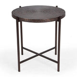 Sanskrit Bronze Plated Steel Round End Table Side Tables LOOMLAN By Urbia