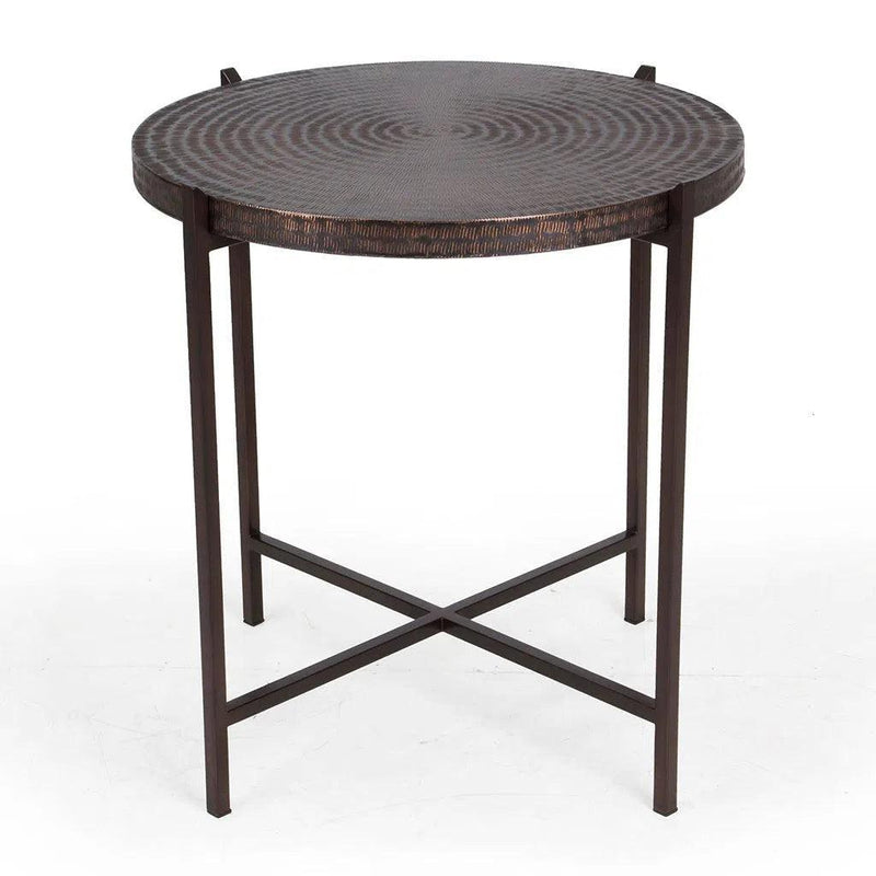 Sanskrit Bronze Plated Steel Round End Table Side Tables LOOMLAN By Urbia