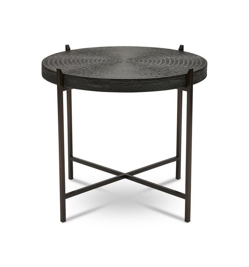 Sanskrit Bronze Plated Steel Round End Table Side Tables LOOMLAN By Urbia