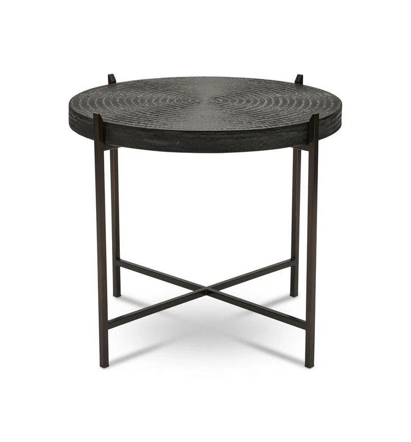 Sanskrit Bronze Plated Steel Round End Table Side Tables LOOMLAN By Urbia