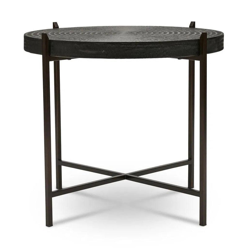 Sanskrit Bronze Plated Steel Round End Table Side Tables LOOMLAN By Urbia