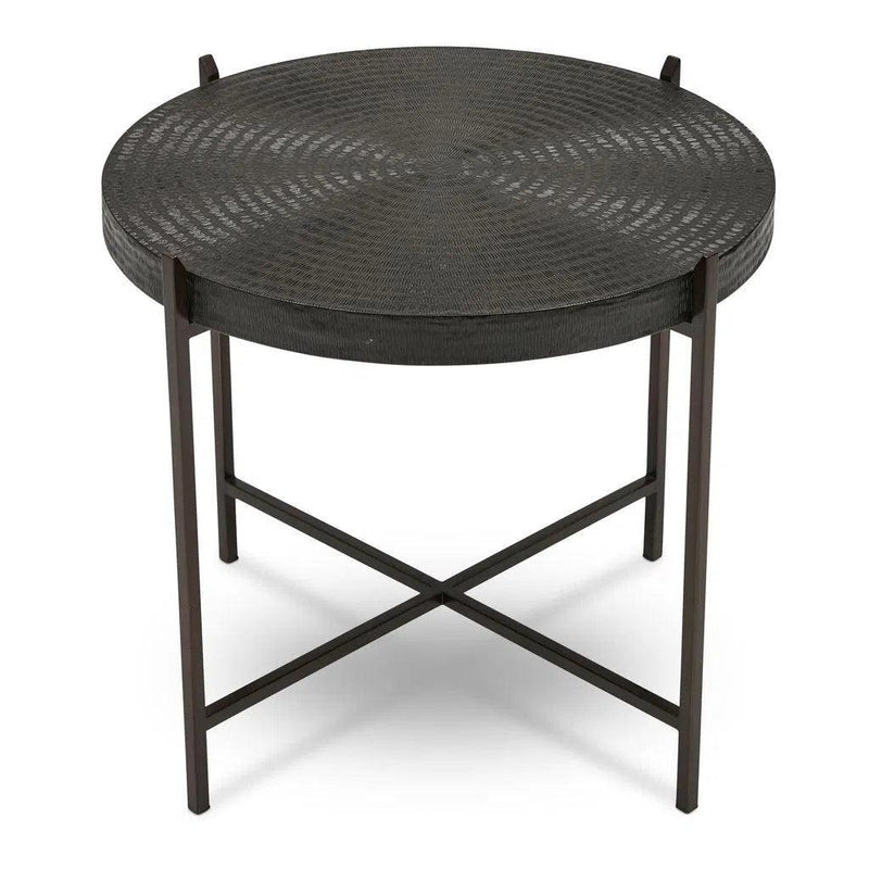 Sanskrit Bronze Plated Steel Round End Table Side Tables LOOMLAN By Urbia