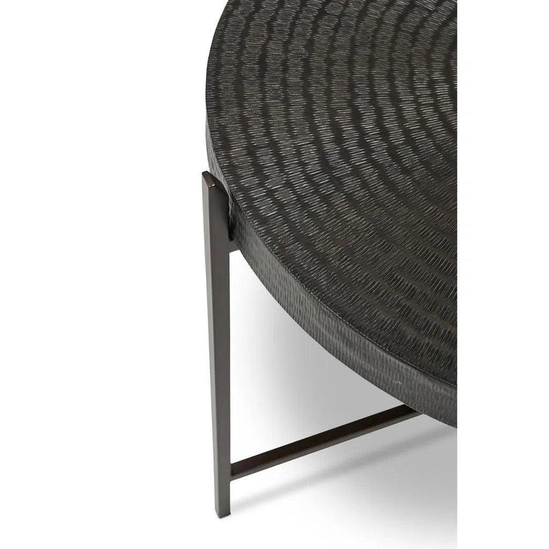 Sanskrit Bronze Plated Steel Round End Table Side Tables LOOMLAN By Urbia