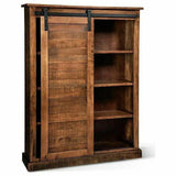 Santa Fe Finish Barn Door Bookcase - Dark Brown Bookcases LOOMLAN By Sunny D