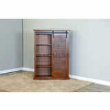 Santa Fe Finish Barn Door Bookcase - Dark Brown Bookcases LOOMLAN By Sunny D