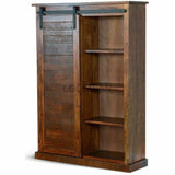 Santa Fe Finish Barn Door Bookcase - Dark Brown Bookcases LOOMLAN By Sunny D