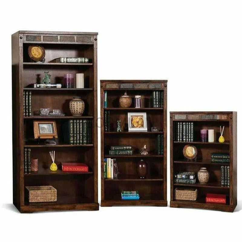 Santa Fe Finish Bookcase - Dark Brown Bookcases LOOMLAN By Sunny D