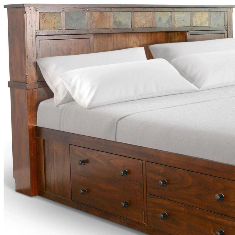 Santa Fe Finish Wooden Dark Brown Storage Bed Beds LOOMLAN By Sunny D