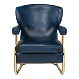 Santa Monica Mid Century Blue Leather Accent Chair Accent Chairs LOOMLAN By Sarreid