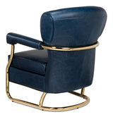 Santa Monica Mid Century Blue Leather Accent Chair Accent Chairs LOOMLAN By Sarreid